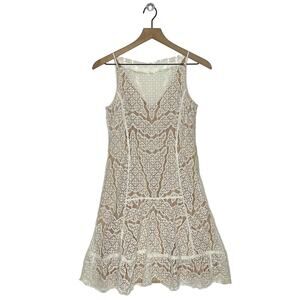Veronica Beard Nude & White Lace Sleeveless Mini Dress Women's Size 0